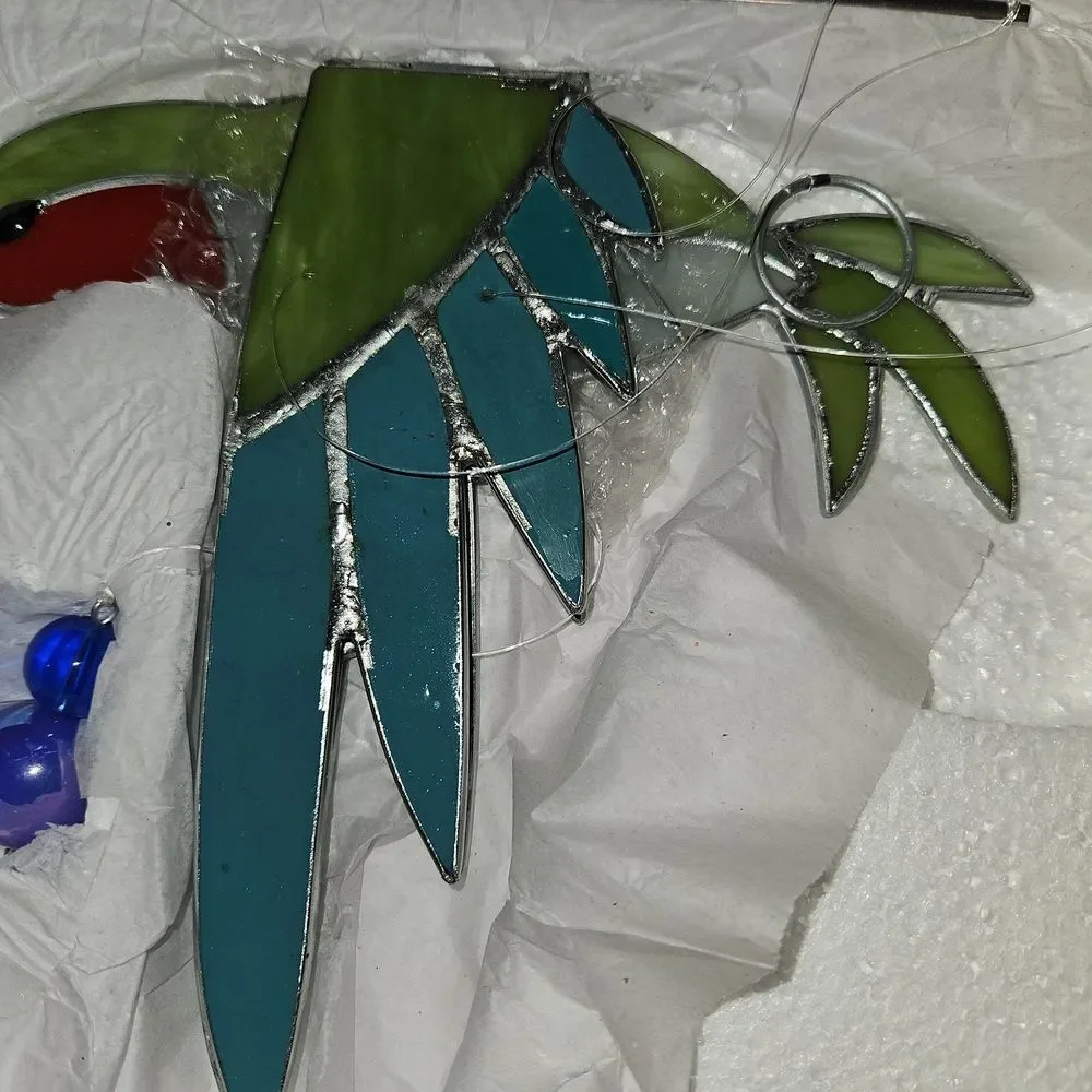 Hand Made Stained Glass Art Hummingbird Flapper Garden Decor